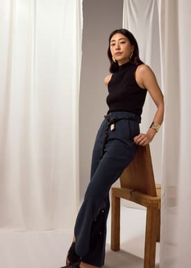 PETITE Leggy™ Pvara Textured Flare Pants