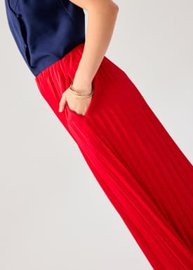 PETITE Leggy™ Wei Elastic Sunray Pleated Palazzo Pants