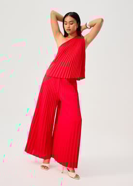 PETITE Leggy™ Wei Elastic Sunray Pleated Palazzo Pants