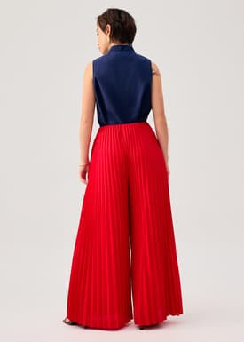PETITE Leggy™ Wei Elastic Sunray Pleated Palazzo Pants