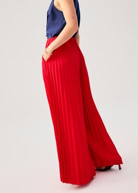 PETITE Leggy™ Wei Elastic Sunray Pleated Palazzo Pants