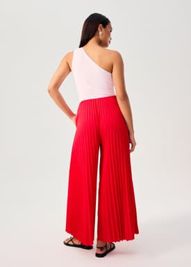 PETITE Leggy™ Wei Elastic Sunray Pleated Palazzo Pants