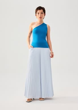 PETITE Leggy™ Wei Elastic Sunray Pleated Palazzo Pants
