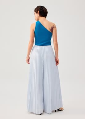 PETITE Leggy™ Wei Elastic Sunray Pleated Palazzo Pants