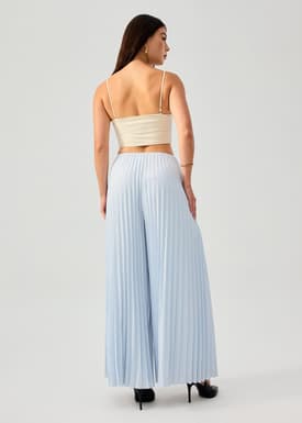 PETITE Leggy™ Wei Elastic Sunray Pleated Palazzo Pants