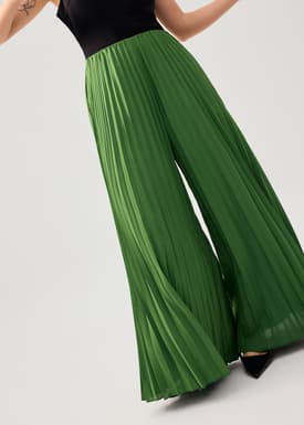 PETITE Leggy™ Wei Elastic Sunray Pleated Palazzo Pants