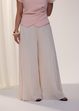 PETITE Leggy™ Wei Elastic Sunray Pleated Palazzo Pants