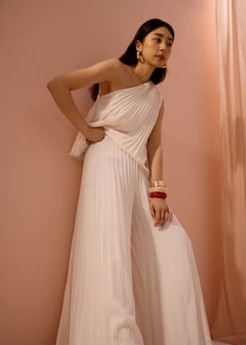 PETITE Leggy™ Wei Elastic Sunray Pleated Palazzo Pants