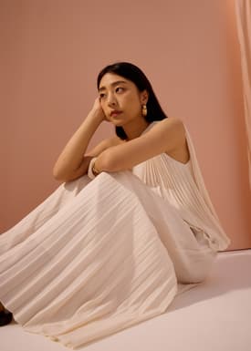 PETITE Leggy™ Wei Elastic Sunray Pleated Palazzo Pants