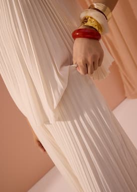 PETITE Leggy™ Wei Elastic Sunray Pleated Palazzo Pants