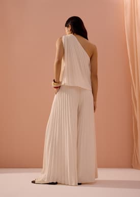 PETITE Leggy™ Wei Elastic Sunray Pleated Palazzo Pants