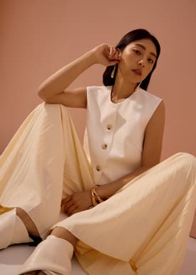 PETITE Leggy™ Wei Elastic Sunray Pleated Palazzo Pants