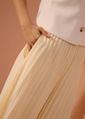 PETITE Leggy™ Wei Elastic Sunray Pleated Palazzo Pants