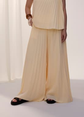 PETITE Leggy™ Wei Elastic Sunray Pleated Palazzo Pants