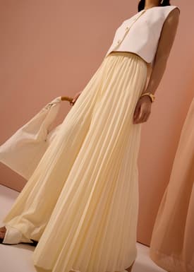 PETITE Leggy™ Wei Elastic Sunray Pleated Palazzo Pants