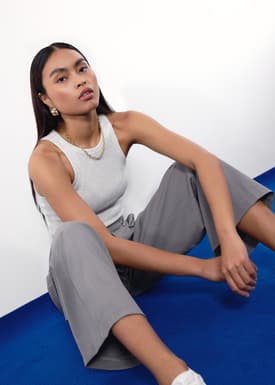 Leggy™ Andy Tailored Pinstripe Super High Waist Straight Leg Pants