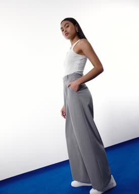 Leggy™ Andy Tailored Pinstripe Super High Waist Straight Leg Pants