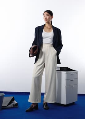 Leggy™ Andy Tailored Pinstripe Super High Waist Straight Leg Pants