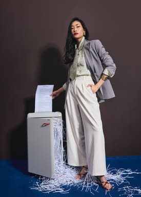 Leggy™ Andy Tailored Pinstripe Super High Waist Straight Leg Pants