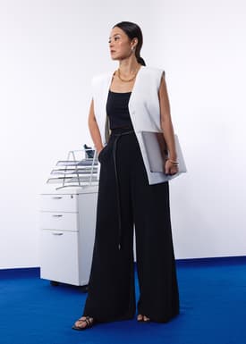 PETITE Leggy™ Jules Tailored Crepe Palazzo Pants