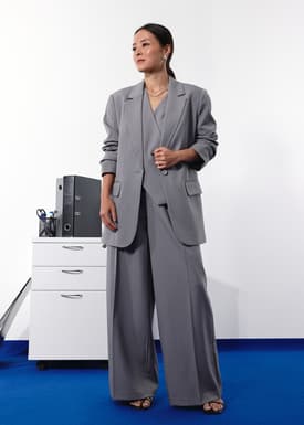 PETITE Leggy™ Andy Tailored Pinstripe Super High Waist Straight Leg Pants