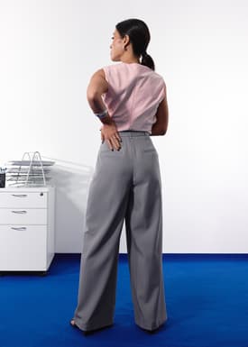 PETITE Leggy™ Andy Tailored Pinstripe Super High Waist Straight Leg Pants