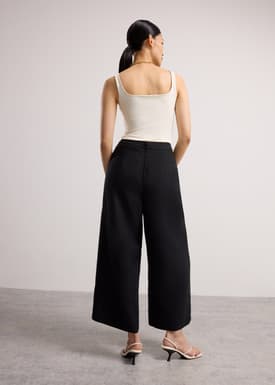 Lia Tweed High Waist Wide Leg Culottes