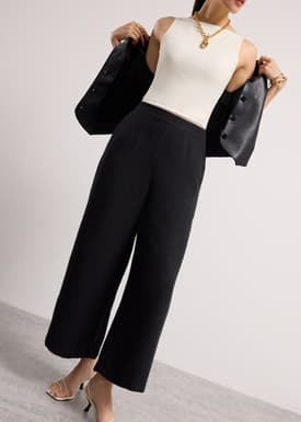 Lia Tweed High Waist Wide Leg Culottes