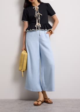 Lia Tweed High Waist Wide Leg Culottes