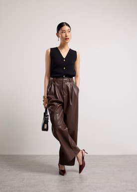Martine Vegan Leather Straight Leg Pants