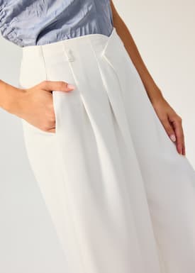 Leggy™ Nadine Crepe Asymmetric Waistband Straight Leg Pants