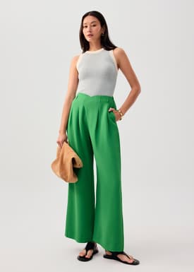 Leggy™ Nadine Crepe Asymmetric Waistband Straight Leg Pants