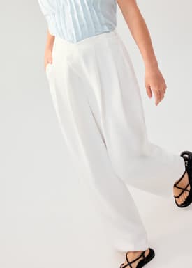 PETITE Leggy™ Nadine Crepe Asymmetric Waistband Straight Leg Pants