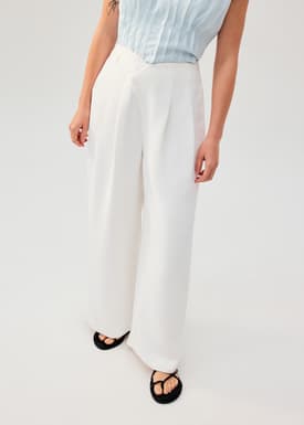 PETITE Leggy™ Nadine Crepe Asymmetric Waistband Straight Leg Pants