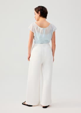PETITE Leggy™ Nadine Crepe Asymmetric Waistband Straight Leg Pants