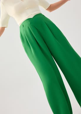 PETITE Leggy™ Nadine Crepe Asymmetric Waistband Straight Leg Pants