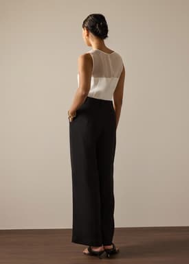 Leggy™ Pia Adjustable Hem Elastic Melange Straight Leg Pants