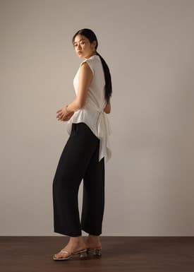 Leggy™ Pia Adjustable Hem Elastic Melange Straight Leg Pants