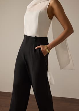 Leggy™ Pia Adjustable Hem Elastic Melange Straight Leg Pants