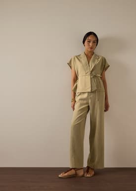 Leggy™ Pia Adjustable Hem Elastic Melange Straight Leg Pants