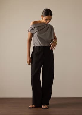 Riyo Adjustable Waist Elastic Twill Barrel Pants