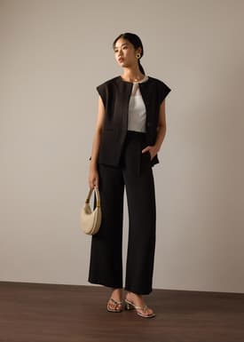 Leggy™ Alma Elastic Crepe High Waist Straight Leg Pants