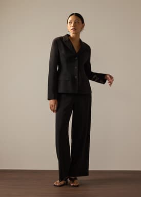 PETITE Leggy™ Pia Adjustable Hem Elastic Melange Straight Leg Pants