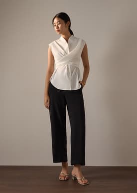 PETITE Leggy™ Pia Adjustable Hem Elastic Melange Straight Leg Pants