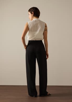 PETITE Leggy™ Pia Adjustable Hem Elastic Melange Straight Leg Pants