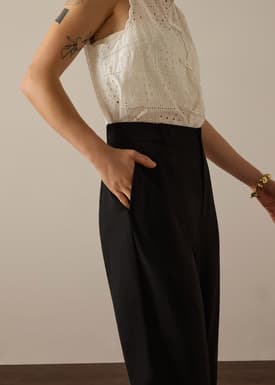 PETITE Leggy™ Pia Adjustable Hem Elastic Melange Straight Leg Pants