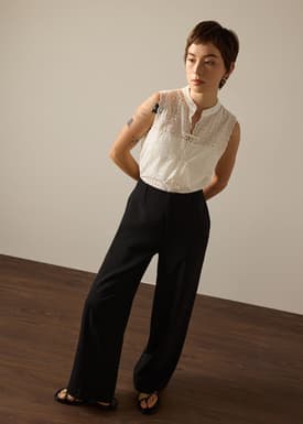 PETITE Leggy™ Pia Adjustable Hem Elastic Melange Straight Leg Pants