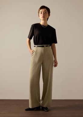 PETITE Leggy™ Pia Adjustable Hem Elastic Melange Straight Leg Pants