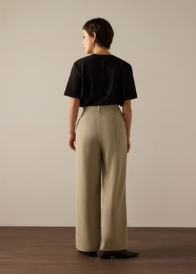 PETITE Leggy™ Pia Adjustable Hem Elastic Melange Straight Leg Pants