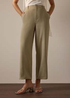PETITE Leggy™ Pia Adjustable Hem Elastic Melange Straight Leg Pants